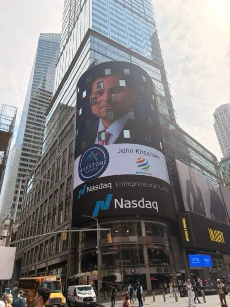 MayimFlow on the Nasdaq tower in Times Square